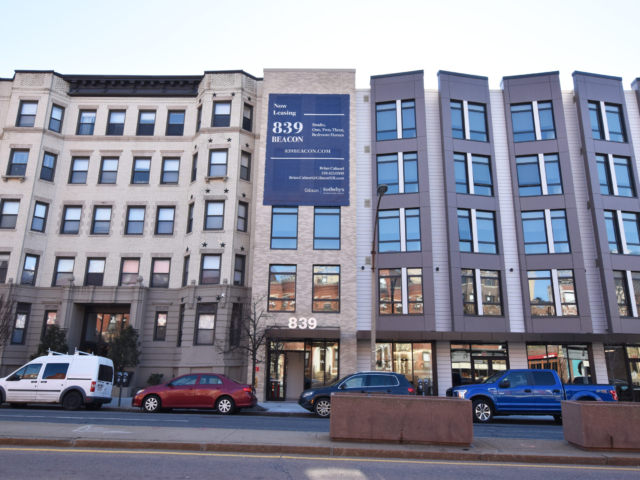 exterior of 839 Beacon apartment building in Boston, MA