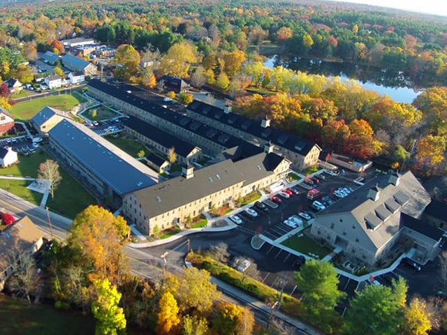 aerial view of Ames Shovel Works apartments in North Easton, MA