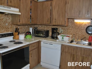 before shot of the kitchen in a Northgate apartment home in Revere, MA